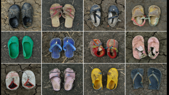 Shoes of Sudanese refugee children age 10 and younger (credit: Shannon Jensen). Source: http://www.shannon-jensen.com/